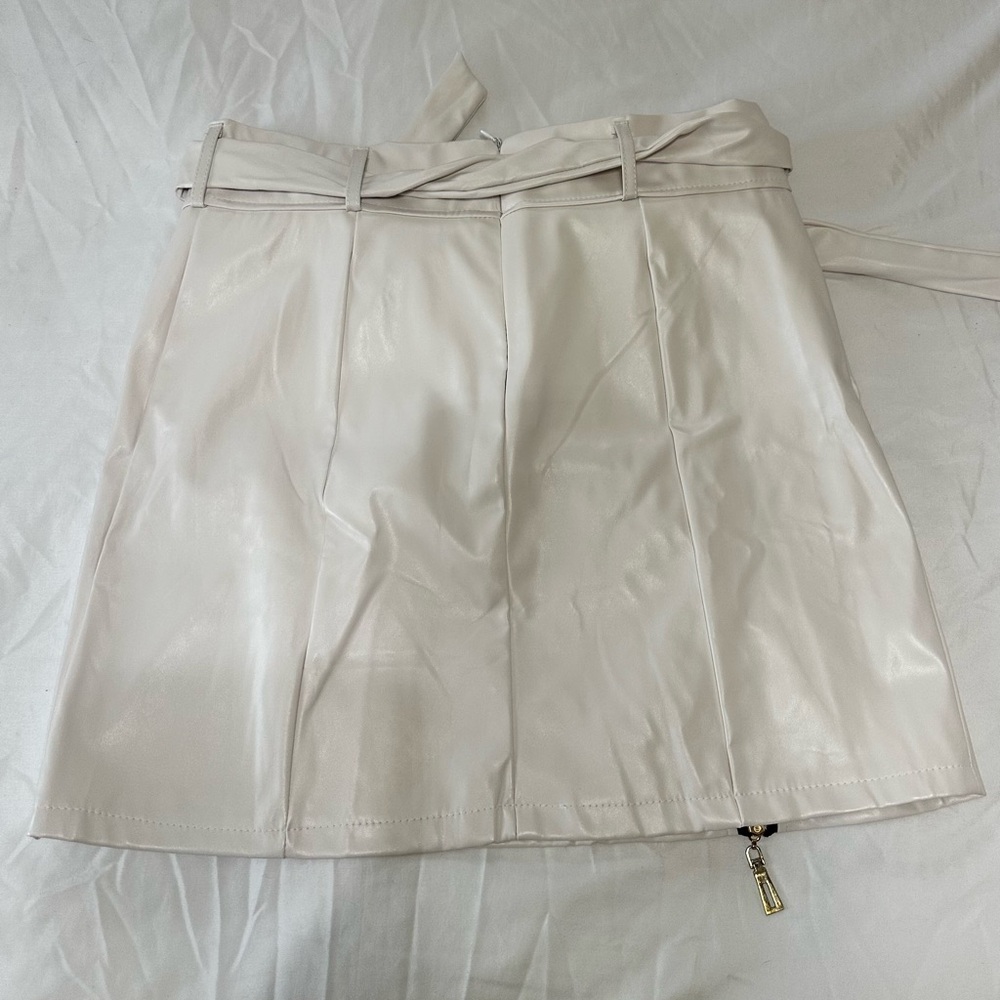 White faux leather skirt size 12